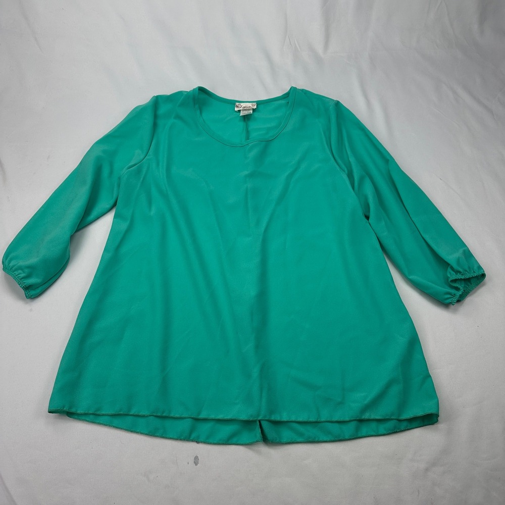 Lavish Chiffon Split Back Career Professional Solid Green Blouse Tunics